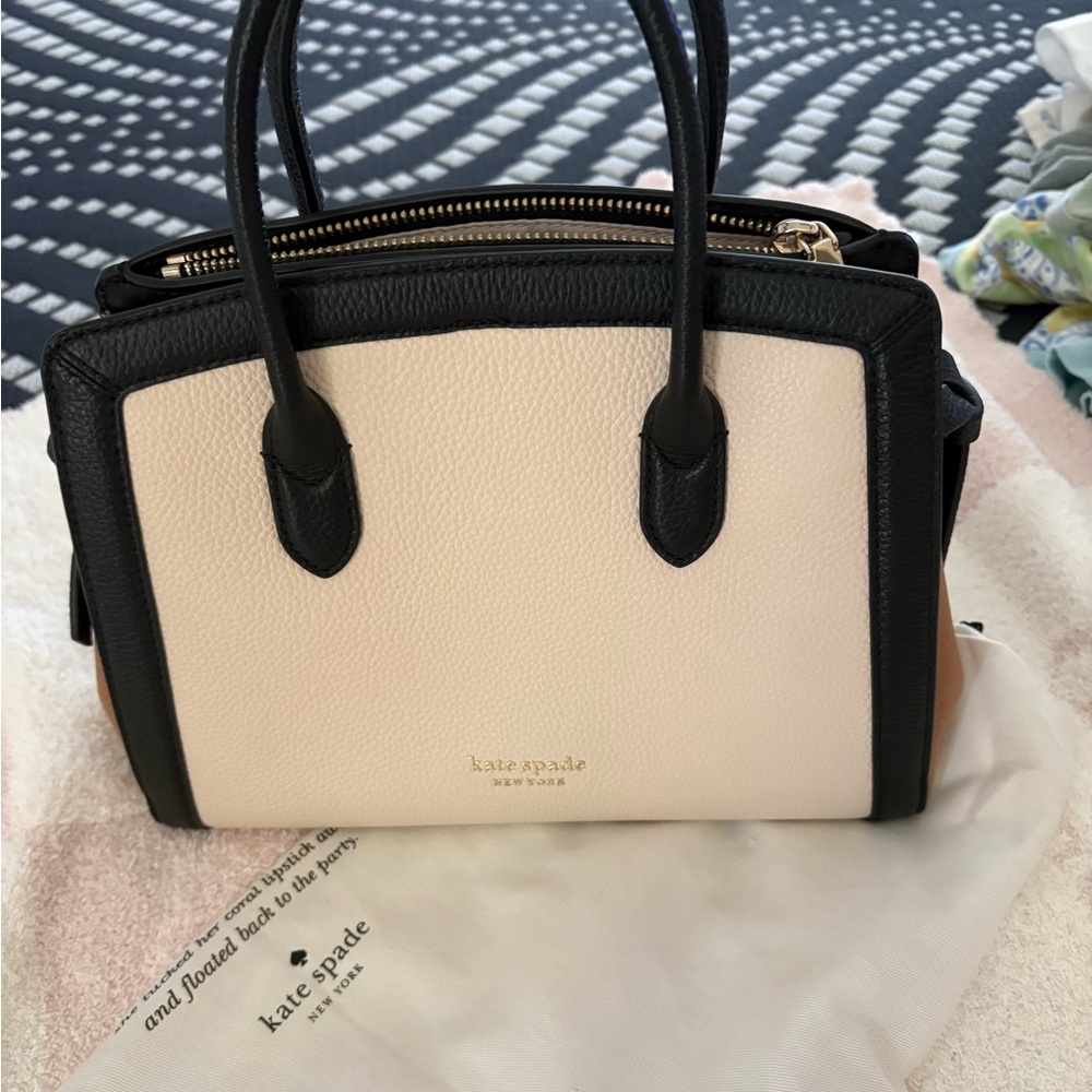 Kate Spade Cream Black Leather Handbag